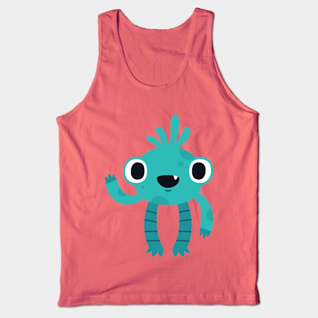 Blue big-eyed monster Tank Top by Leap Arts